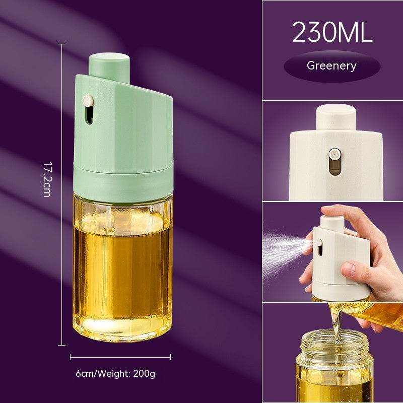 Kitchen Gadget 2-in-1 Glass Oil Bottle Press Oil Dispenser Barbecue Fuel Injector